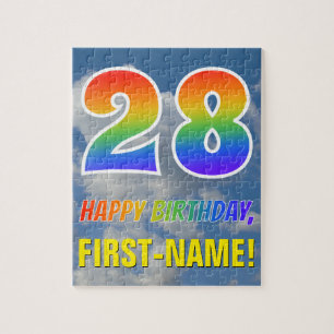 Rainbow Kijk "28" & "HAPPY BIRTHDAY", Cloudy Sky Legpuzzel