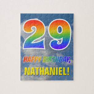 Rainbow Kijk "29" & "HAPPY BIRTHDAY", Cloudy Sky Legpuzzel