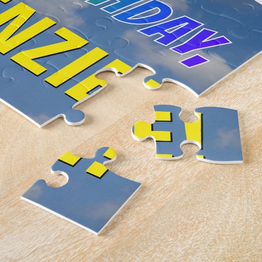 Rainbow Kijk "32" & "HAPPY BIRTHDAY", Cloudy Sky Legpuzzel (Zijkant)