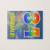 Rainbow Kijk "34" & "HAPPY BIRTHDAY", Cloudy Sky Legpuzzel (Horizontaal)