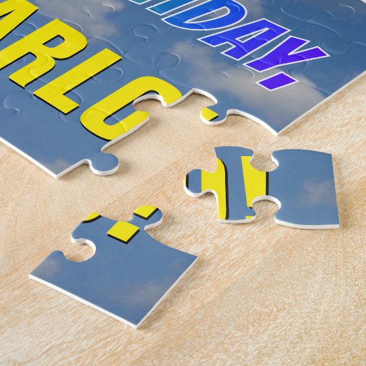 Rainbow Kijk "34" & "HAPPY BIRTHDAY", Cloudy Sky Legpuzzel (Zijkant)