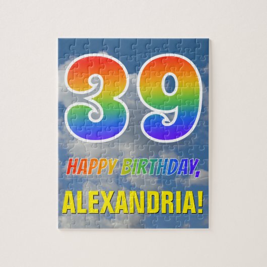 Rainbow Kijk "39" & "HAPPY BIRTHDAY", Cloudy Sky Legpuzzel (Verticaal)