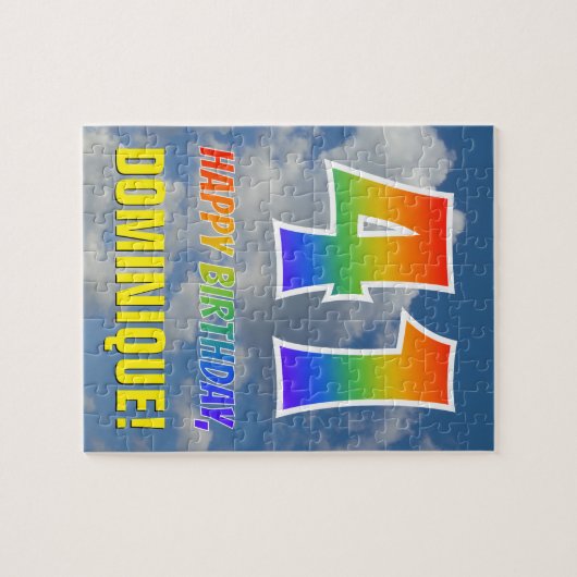 Rainbow Kijk "41" & "HAPPY BIRTHDAY", Cloudy Sky Legpuzzel (Horizontaal)