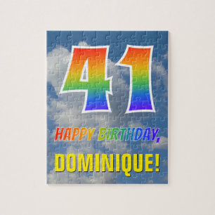 Rainbow Kijk "41" & "HAPPY BIRTHDAY", Cloudy Sky Legpuzzel