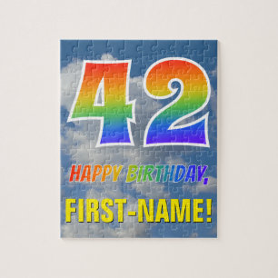 Rainbow Kijk "42" & "HAPPY BIRTHDAY", Cloudy Sky Legpuzzel