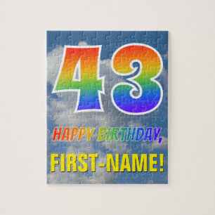 Rainbow Kijk "43" & "HAPPY BIRTHDAY", Cloudy Sky Legpuzzel