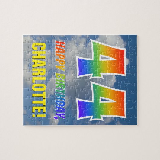 Rainbow Kijk "44" & "HAPPY BIRTHDAY", Cloudy Sky Legpuzzel (Horizontaal)