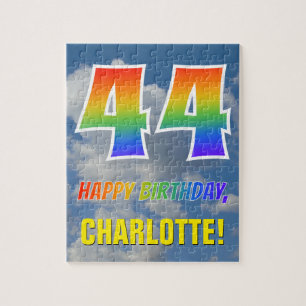 Rainbow Kijk "44" & "HAPPY BIRTHDAY", Cloudy Sky Legpuzzel