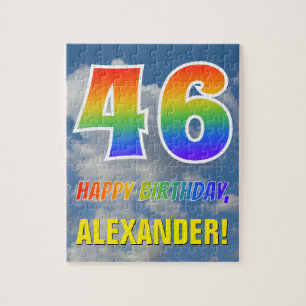 Rainbow Kijk "46" & "HAPPY BIRTHDAY", Cloudy Sky Legpuzzel