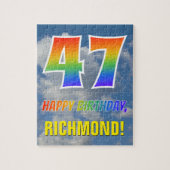 Rainbow Kijk "47" & "HAPPY BIRTHDAY", Cloudy Sky Legpuzzel (Verticaal)