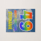 Rainbow Kijk "49" & "HAPPY BIRTHDAY", Cloudy Sky Legpuzzel (Horizontaal)