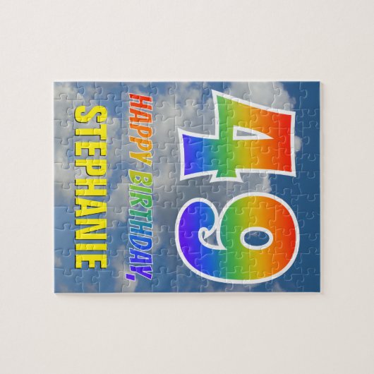 Rainbow Kijk "49" & "HAPPY BIRTHDAY", Cloudy Sky Legpuzzel (Horizontaal)
