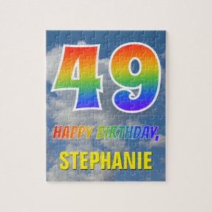 Rainbow Kijk "49" & "HAPPY BIRTHDAY", Cloudy Sky Legpuzzel