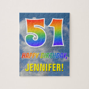Rainbow Kijk "51" & "HAPPY BIRTHDAY", Cloudy Sky Legpuzzel
