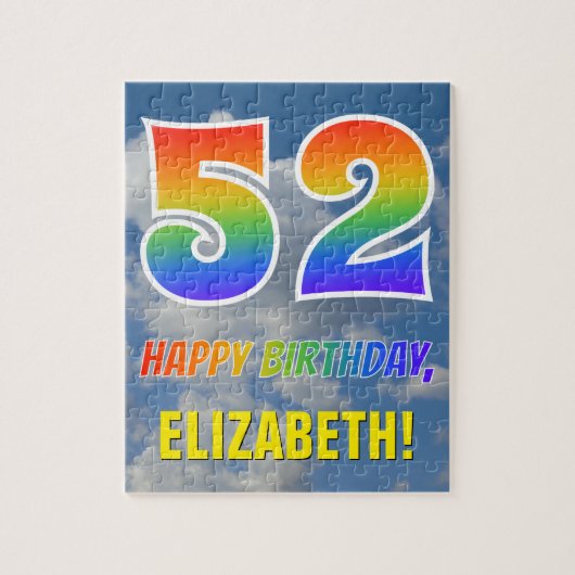 Rainbow Kijk "52" & "HAPPY BIRTHDAY", Cloudy Sky Legpuzzel (Verticaal)