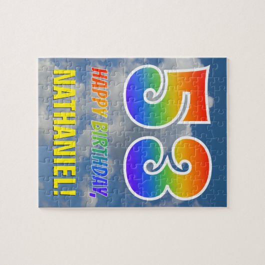 Rainbow Kijk "53" & "HAPPY BIRTHDAY", Cloudy Sky Legpuzzel (Horizontaal)