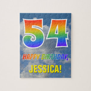 Rainbow Kijk "54" & "HAPPY BIRTHDAY", Cloudy Sky Legpuzzel