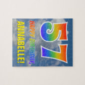 Rainbow Kijk "57" & "HAPPY BIRTHDAY", Cloudy Sky Legpuzzel (Horizontaal)