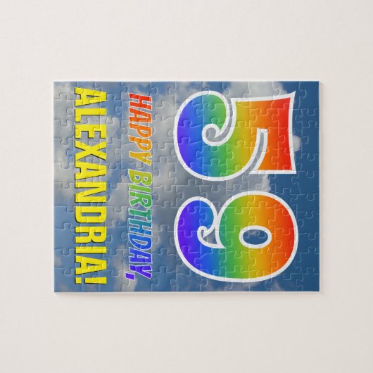 Rainbow Kijk "59" & "HAPPY BIRTHDAY", Cloudy Sky Legpuzzel (Horizontaal)