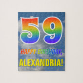 Rainbow Kijk "59" & "HAPPY BIRTHDAY", Cloudy Sky Legpuzzel (Verticaal)