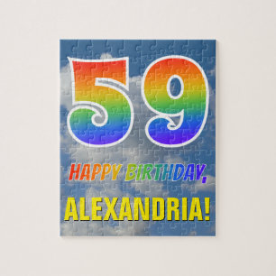 Rainbow Kijk "59" & "HAPPY BIRTHDAY", Cloudy Sky Legpuzzel