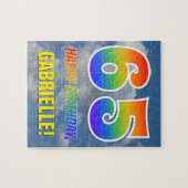 Rainbow Kijk "65" & "HAPPY BIRTHDAY", Cloudy Sky Legpuzzel (Horizontaal)