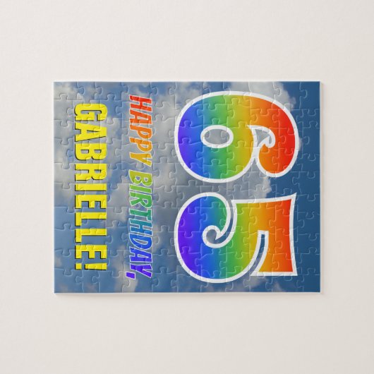 Rainbow Kijk "65" & "HAPPY BIRTHDAY", Cloudy Sky Legpuzzel (Horizontaal)