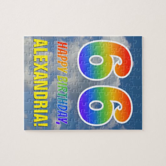 Rainbow Kijk "66" & "HAPPY BIRTHDAY", Cloudy Sky Legpuzzel (Horizontaal)