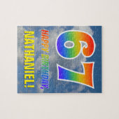 Rainbow Kijk "67" & "HAPPY BIRTHDAY", Cloudy Sky Legpuzzel (Horizontaal)