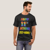 Rainbow Kijk HAPPY 11th BIRTHDAY + aangepaste naam T-shirt (Voorkant volledig)