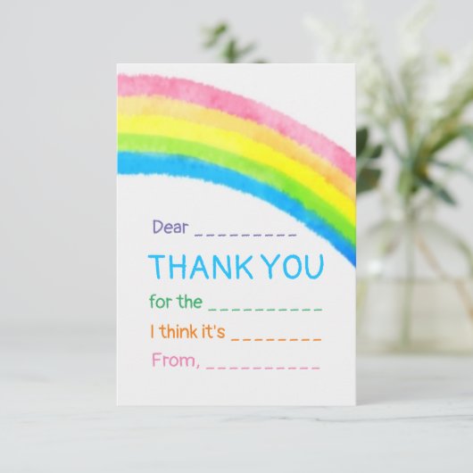 Rainbow Kinder bedankkaart (Staand voorkant)