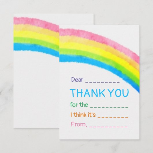Rainbow Kinder bedankkaart (Voorkant / Achterkant)
