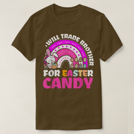 Rainbow Kinder Funny zal broeder ruilen voor paask T-shirt (Design voorkant)