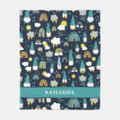 Rainbow-Kinderen op regenachtige dag Fleece Deken (Voorkant)