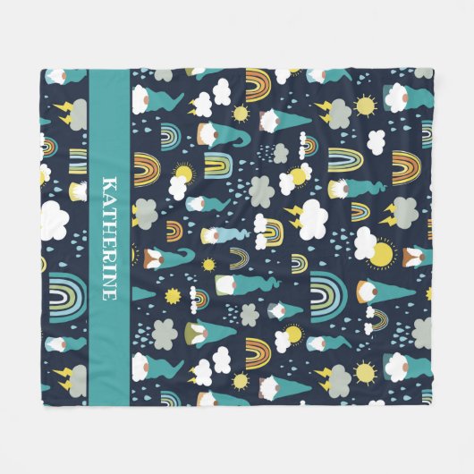 Rainbow-Kinderen op regenachtige dag Fleece Deken (Voorkant (Horizontaal))