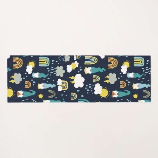 Rainbow-Kinderen op regenachtige dag Yogamat (Achterkant (horizontaal))