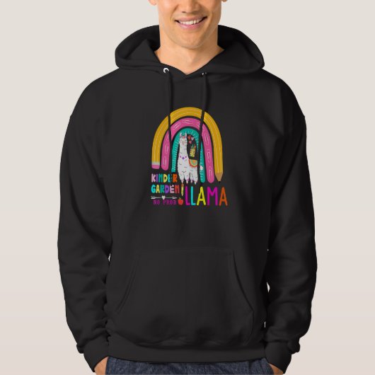 Rainbow Kindergarten No Prob Llama 100th Day of Sc Hoodie (Voorkant)