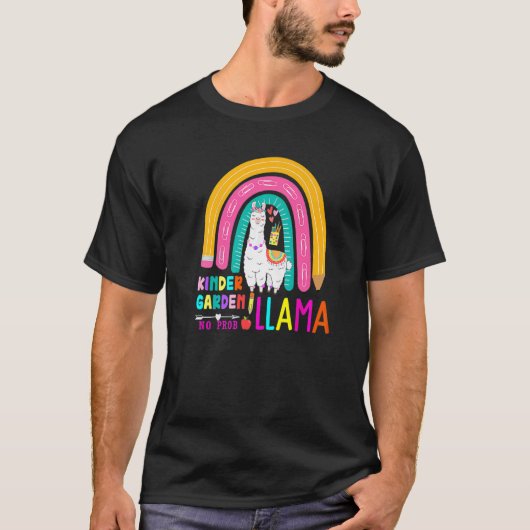 Rainbow Kindergarten No Prob Llama 100th Day of Sc T-shirt (Voorkant)