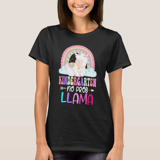 Rainbow Kindergarten No Prob Llama 100th Day of Sc T-shirt (Voorkant)