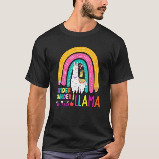Rainbow Kindergarten No Prob Llama 100th Day of Sc T-shirt (Voorkant)