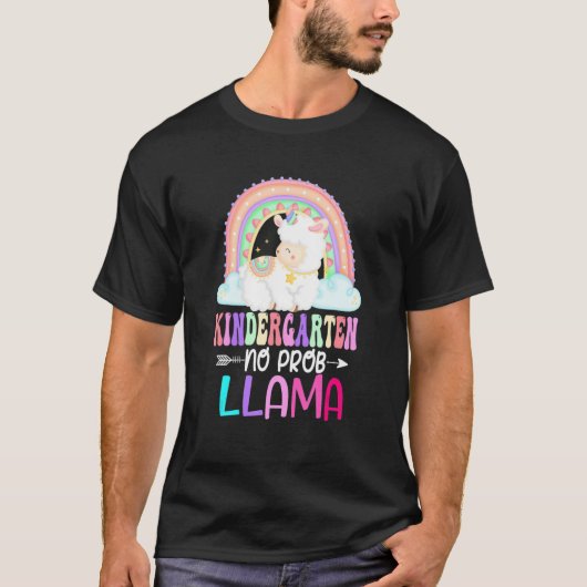 Rainbow Kindergarten No Prob Llama 100th Day Of Sc T-shirt (Voorkant)
