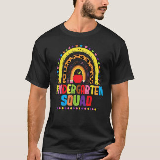 Rainbow Kindergarten Teacher Squad Leopard 100 Day T-shirt