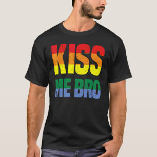 Rainbow Kiss Broer Bro Gay LGBTQ LGBT Pride Mont T-shirt