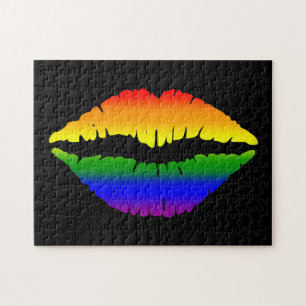 RAINBOW KISS LIPS JIGSAW PUZZZLE LEGPUZZEL
