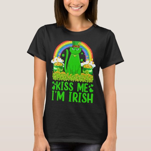 Rainbow Kiss Me I'm Irish Siamese Cat St Patrick' T-shirt (Voorkant)