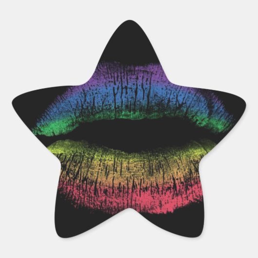 Rainbow Kiss Ster Sticker (Voorkant)