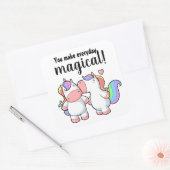Rainbow Kissing Eenhoorns Magisch Vierkante Sticker (Envelop)