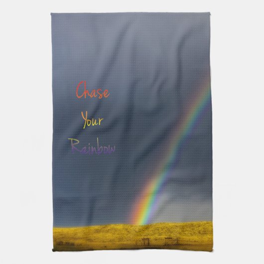 Rainbow Kitchen Towel met Chase Your Rainbow-tekst Theedoek (Verticaal)