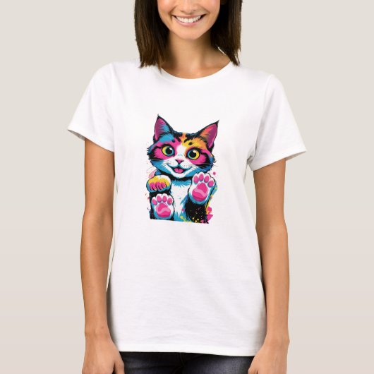 Rainbow Kitten Coquette Png Design, Kleurrijke Kat T-shirt (Voorkant)
