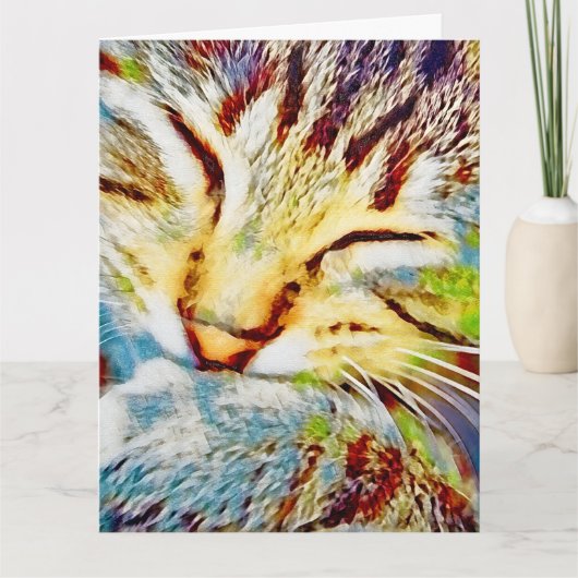 Rainbow Kitten Cute Cat Modern Art Kaart (Voorkant)